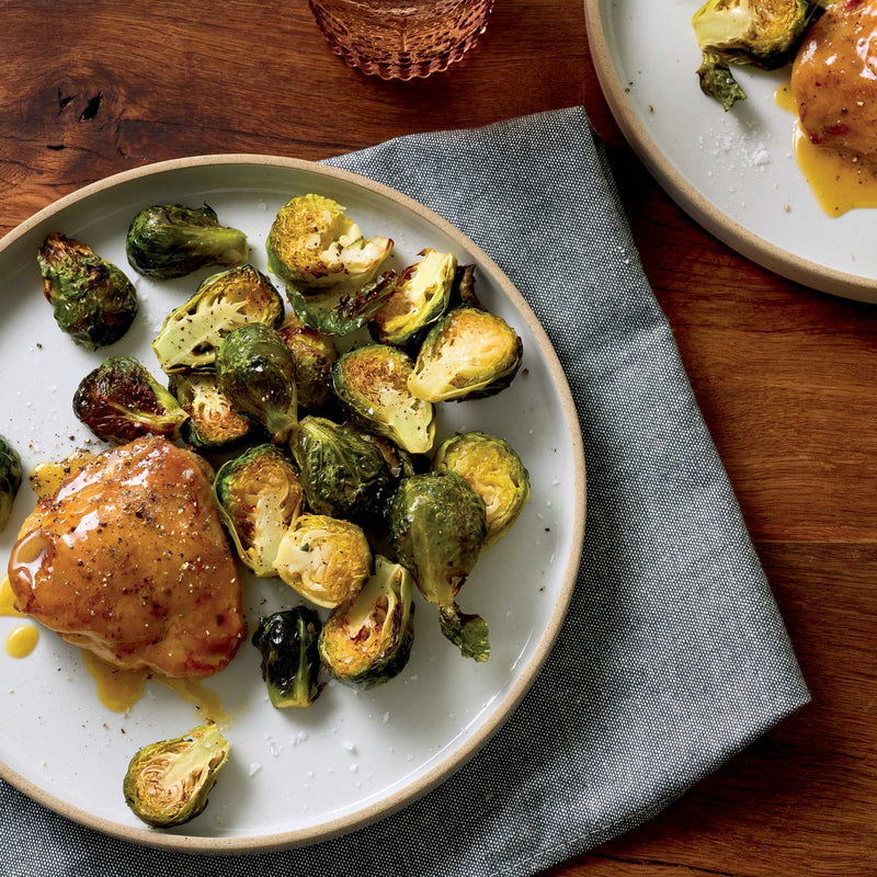Honey Dijon Chicken Thighs With Brussels Sprouts