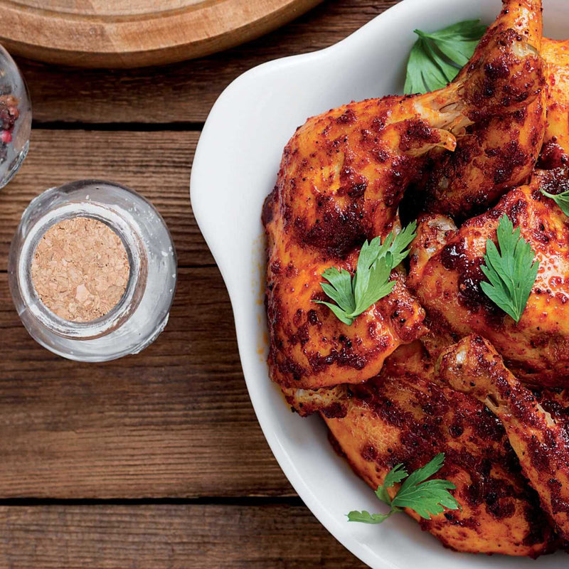 Whole Tandoori Chicken with Hasselback Sweet Potatoes