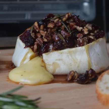 Baked Maple Brie with Pecans and Cranberries