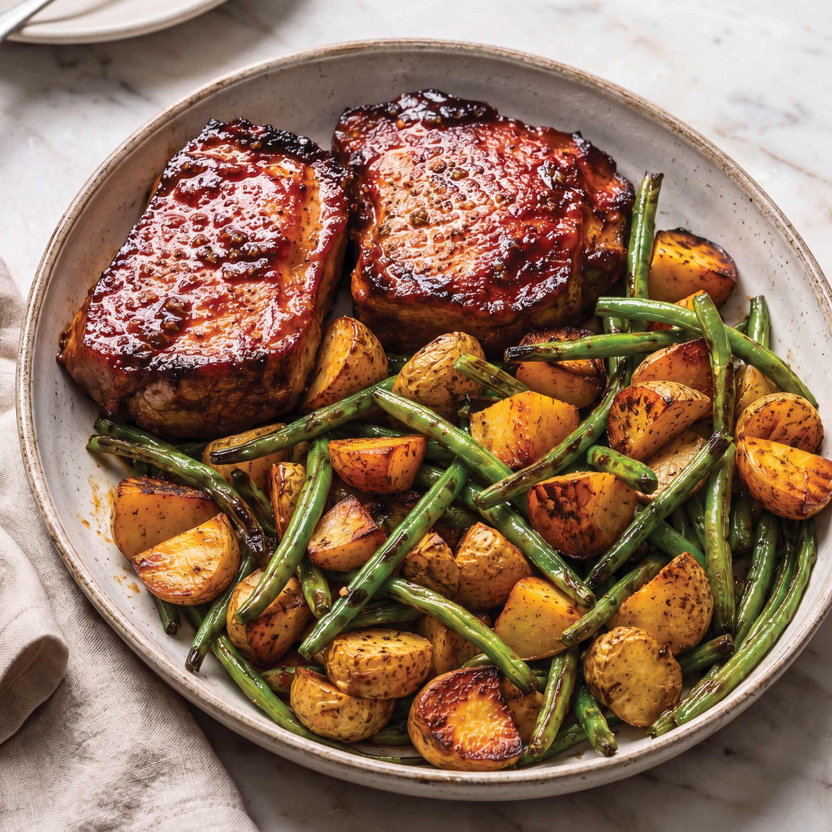 BBQ Pork Chops With Roasted Mixed Vegetables