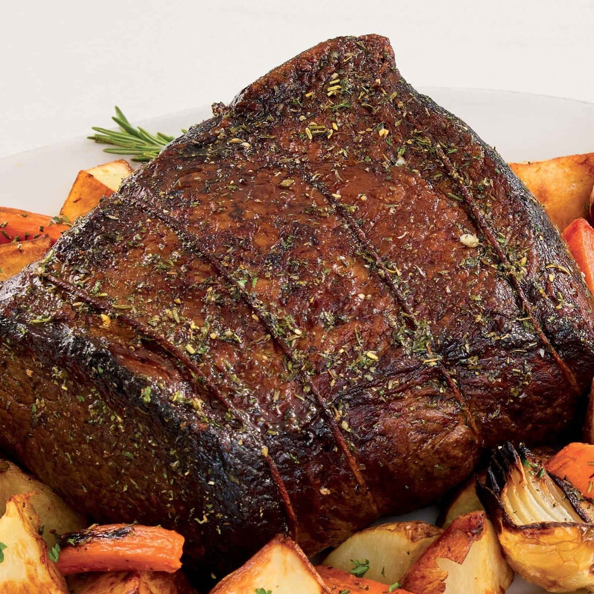 Beef Roast with Root Vegetables and Red Wine Pan Sauce
