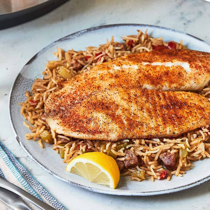 Cajun Fish and Andouille Sausage Dirty Rice