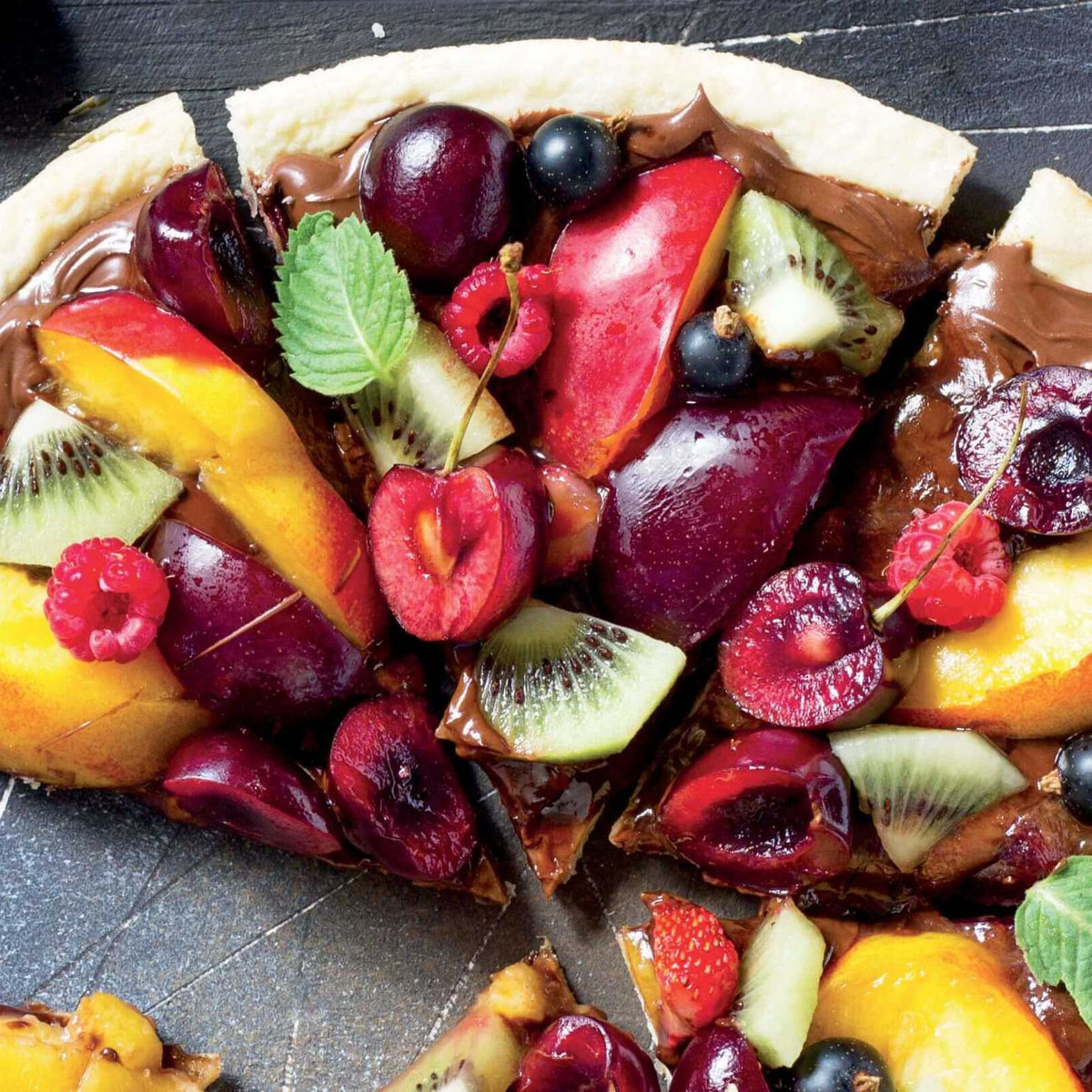 Chocolate Fruit Dessert Pizza