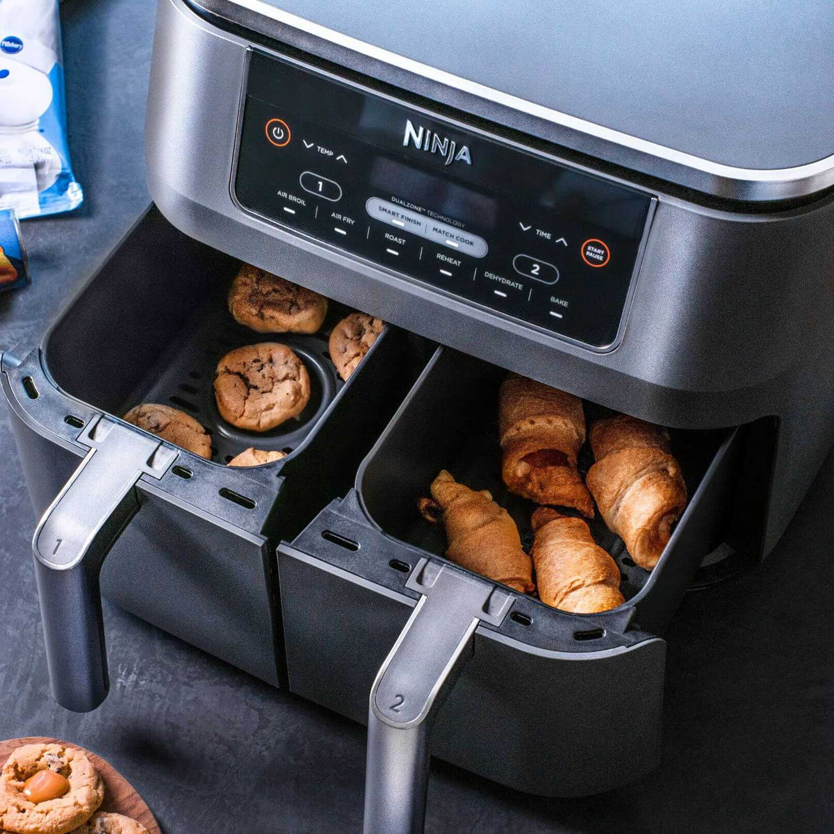 Air Fryer Caramel Chocolate Chip Cookies & Pepperoni Pizza Crescent Rolls