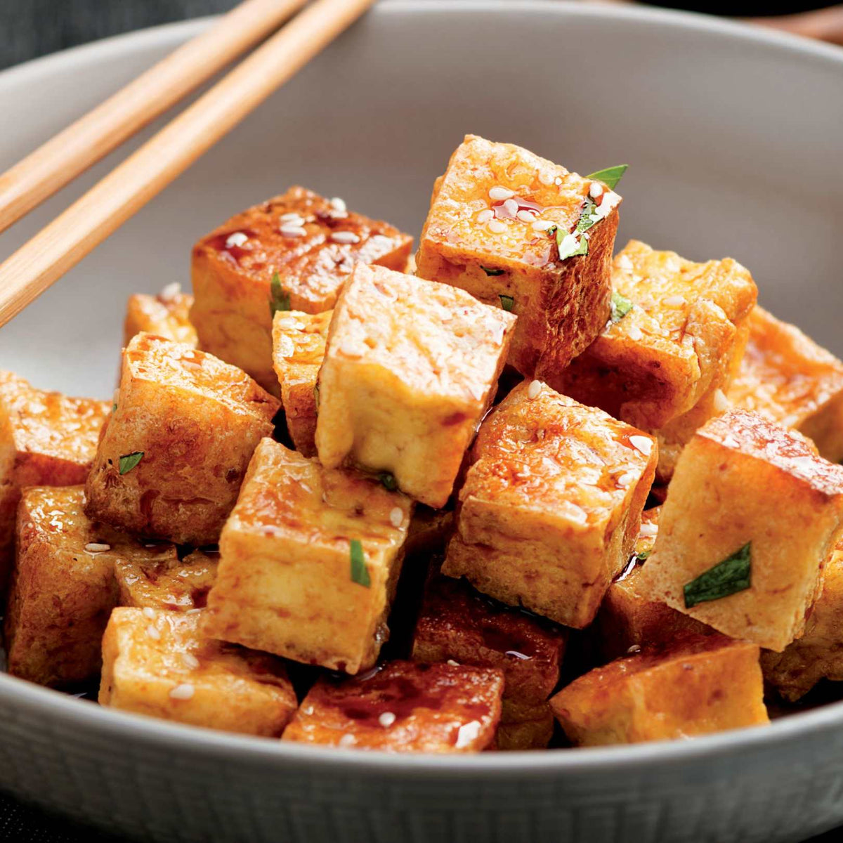 Crispy Tofu Bites with Chili-Garlic & Hoisin Dipping Sauce
