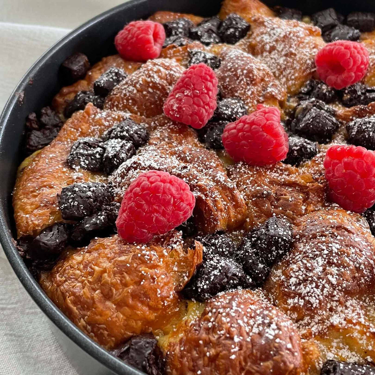 Dark Chocolate Croissant Bread Pudding