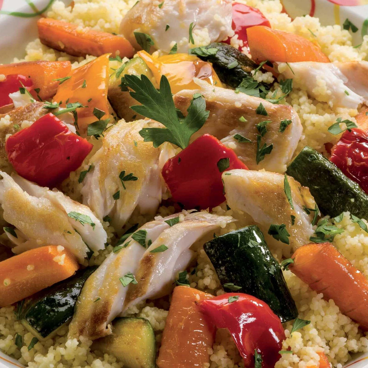 Greek Cod with Couscous & Veggies