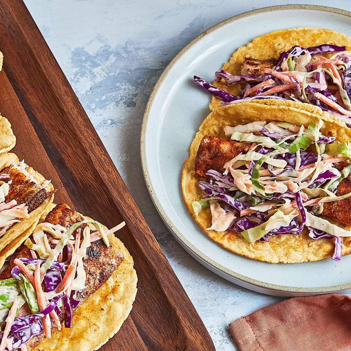 Grilled Mahi-Mahi Tacos with Spicy Coleslaw