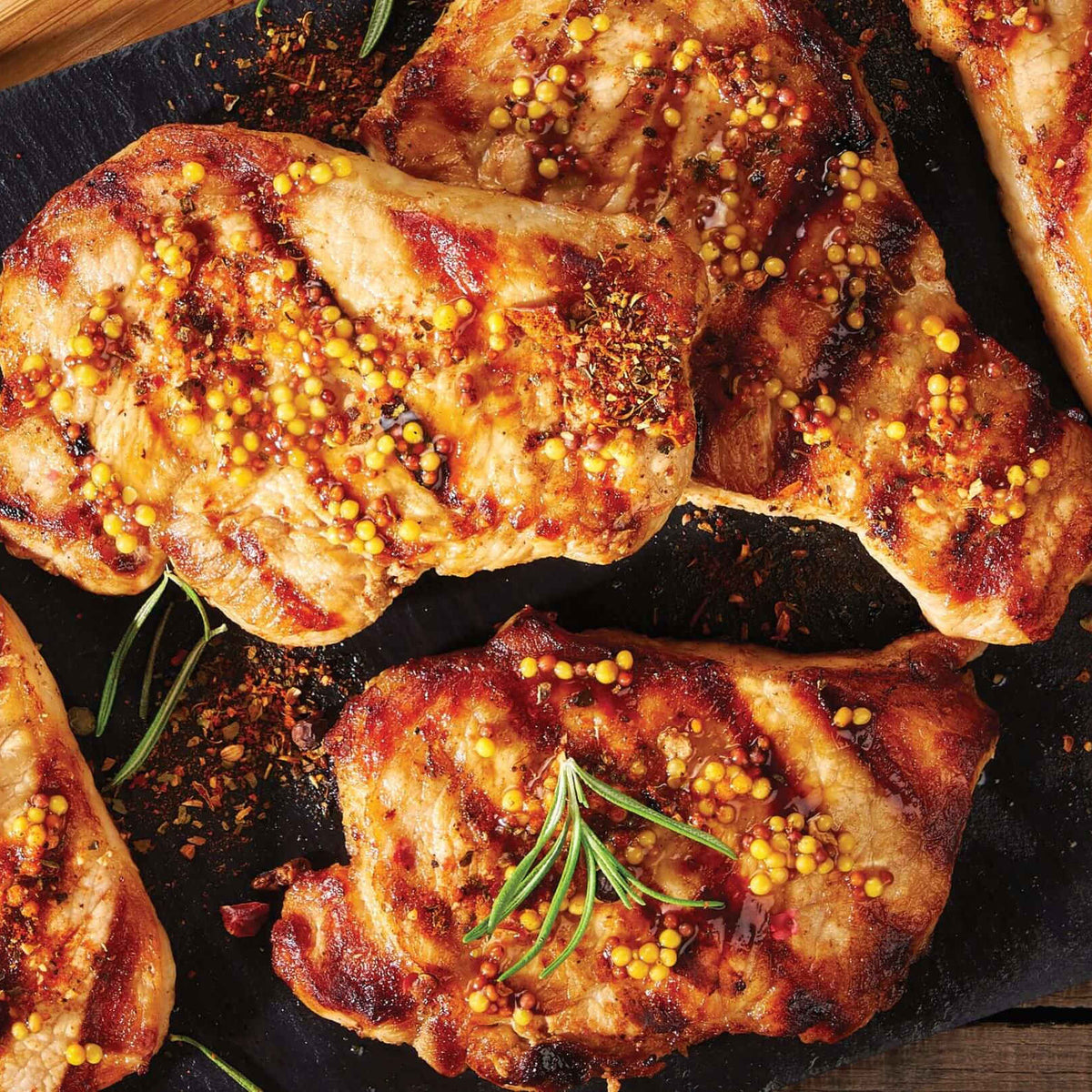 Honey Rosemary Pork Chops with Charred Carrots