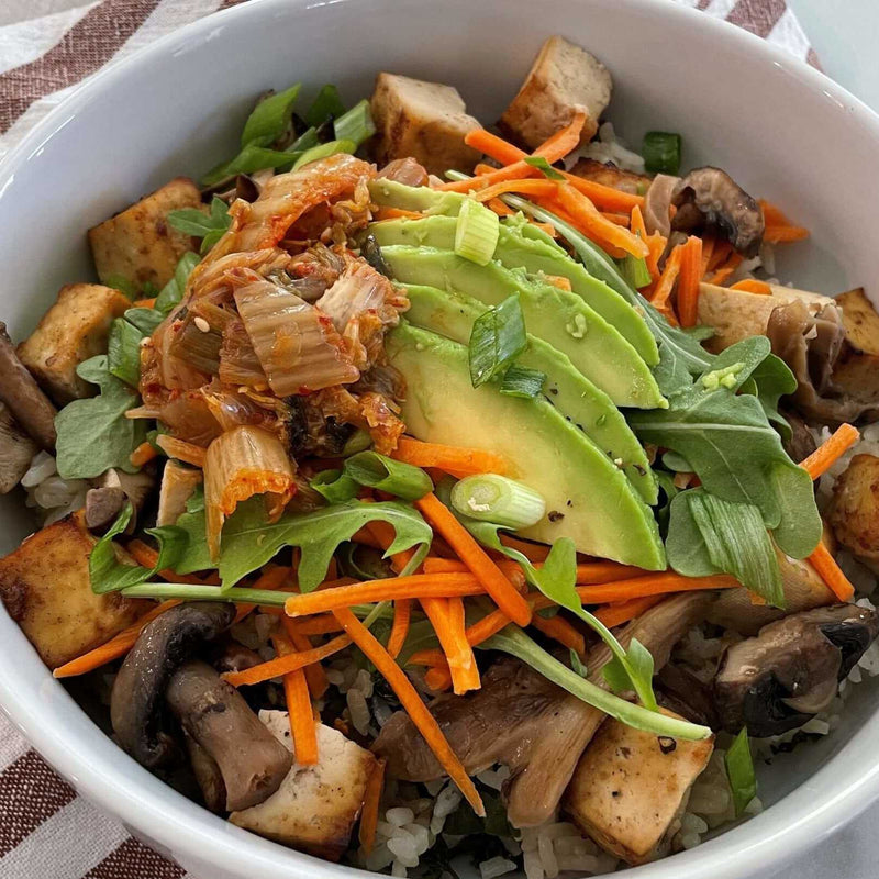 Korean Tofu & Mushroom Kimchi Bowl