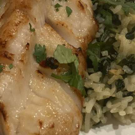 Miso Black Cod with Ginger Rice and Kale