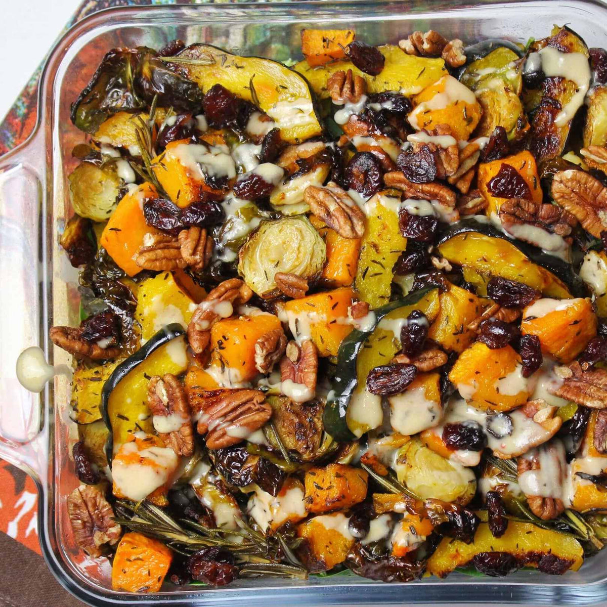 Roasted Fall Veggies with Maple Tahini Sauce