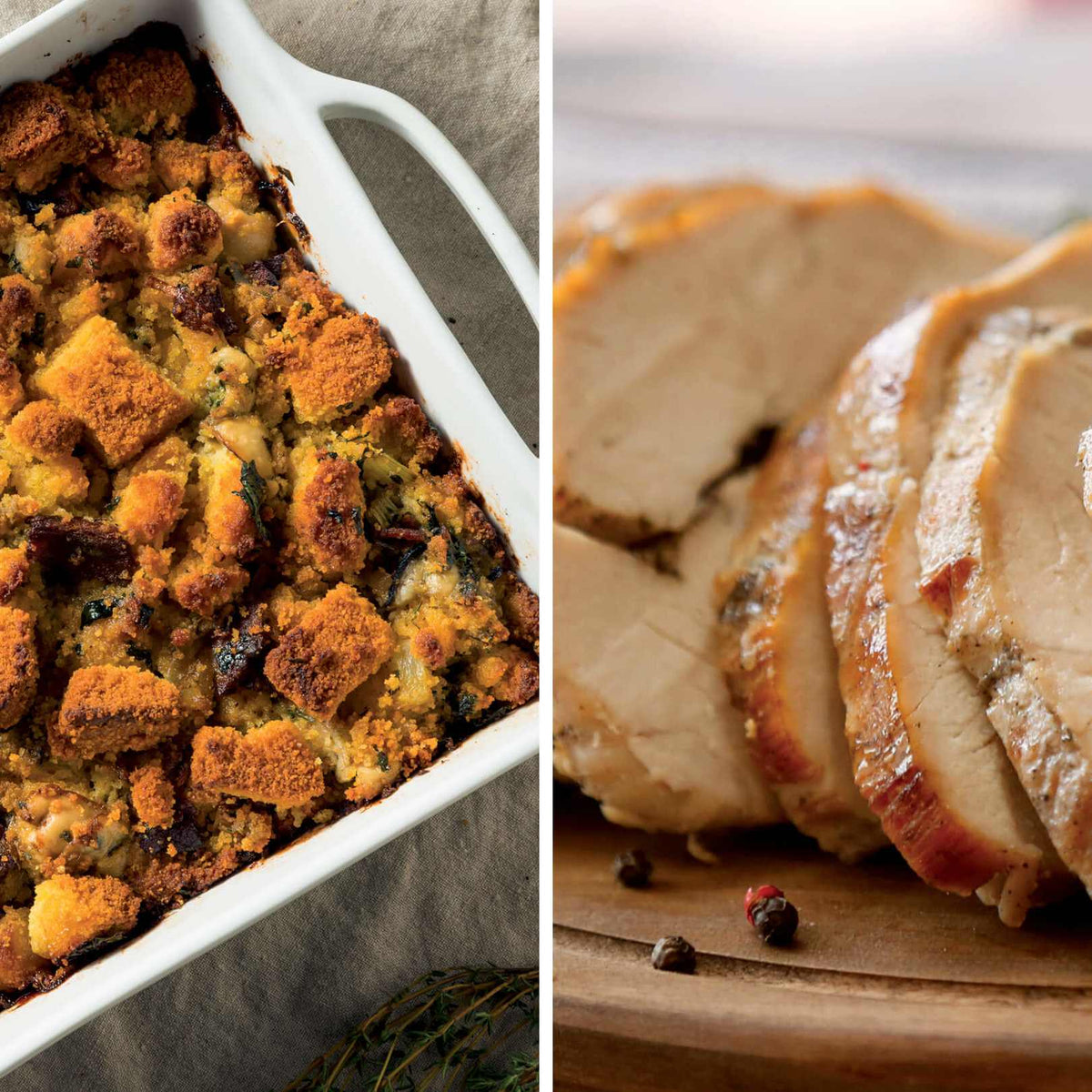 Roasted Turkey Breast with Veggie Stuffing Bake