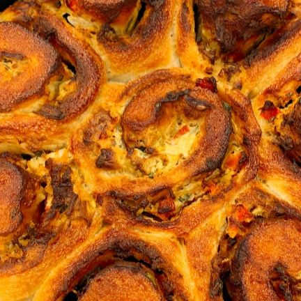Savory Pinwheel Rolls with Roasted Red Peppers and Cheese