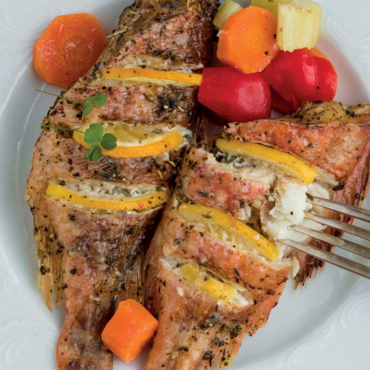 Seared Lemon Herb Stuffed Snapper