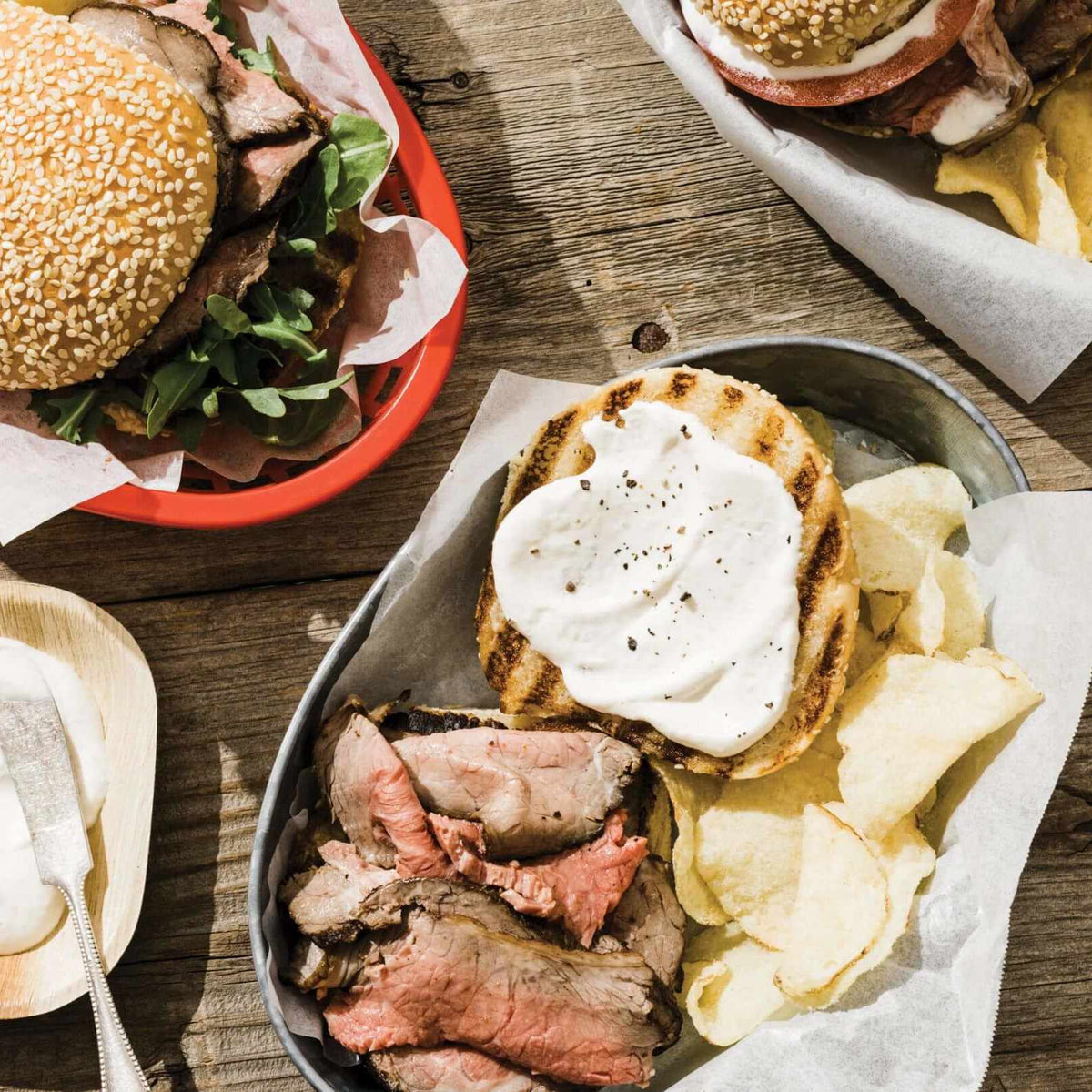 Smoked Pit Beef Sandwiches with Horseradish Sauce