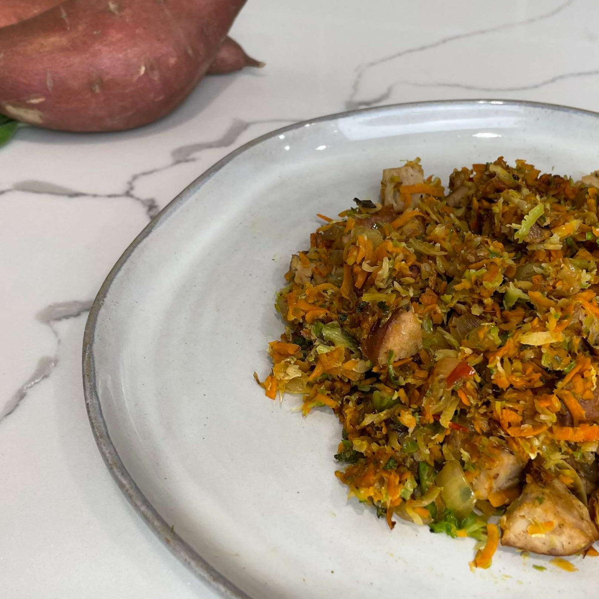 Sweet Potato, Brussel Sprouts, Sage and Sausage Hash