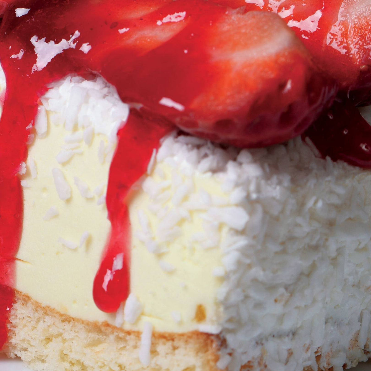 Vanilla Coconut Cake with Strawberry Compote