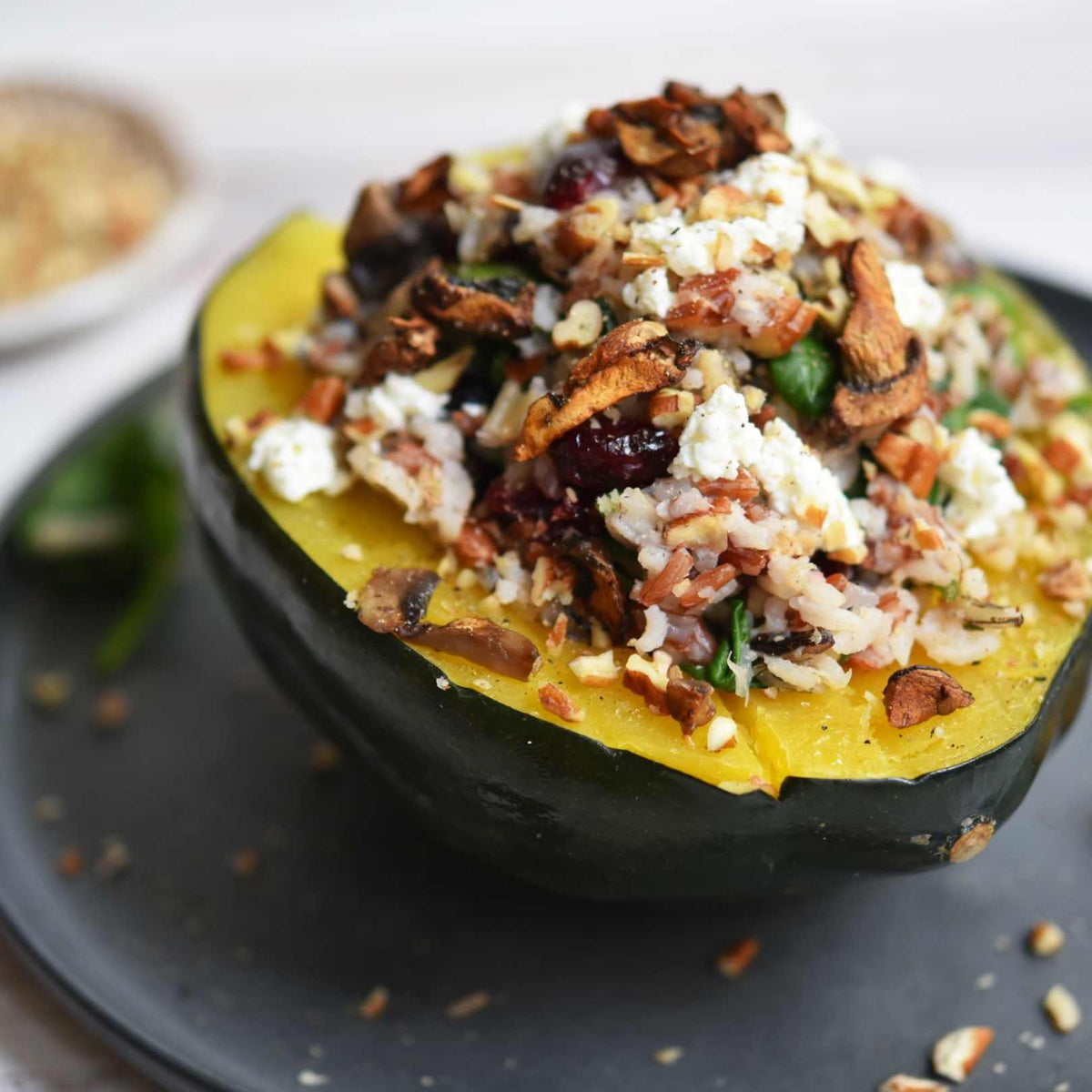Wild Rice and Mushroom Stuffed Acorn Squash